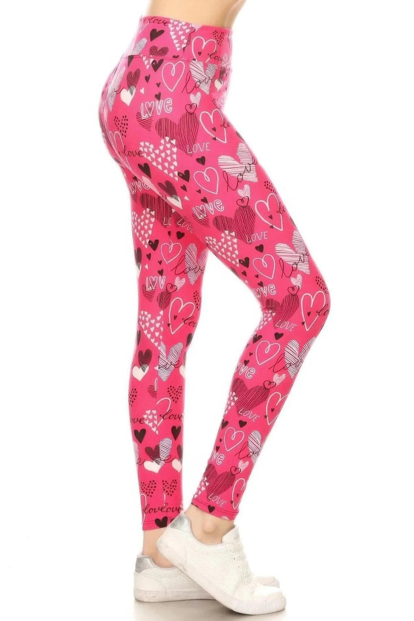 Playful Heart Pattern High-Waisted Leggings
