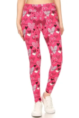 Playful Heart Pattern High-Waisted Leggings