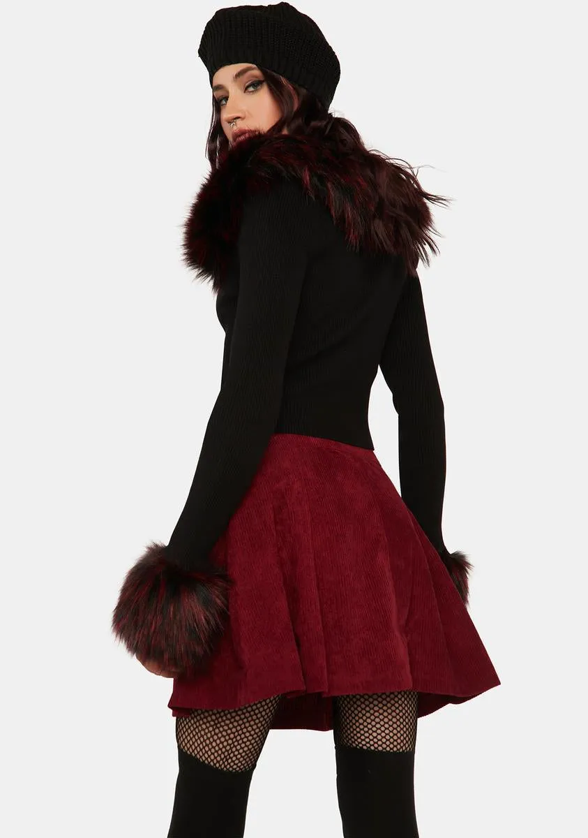 Pleated Corduroy Mini Skirt