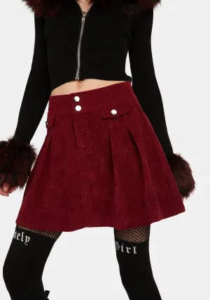 Pleated Corduroy Mini Skirt