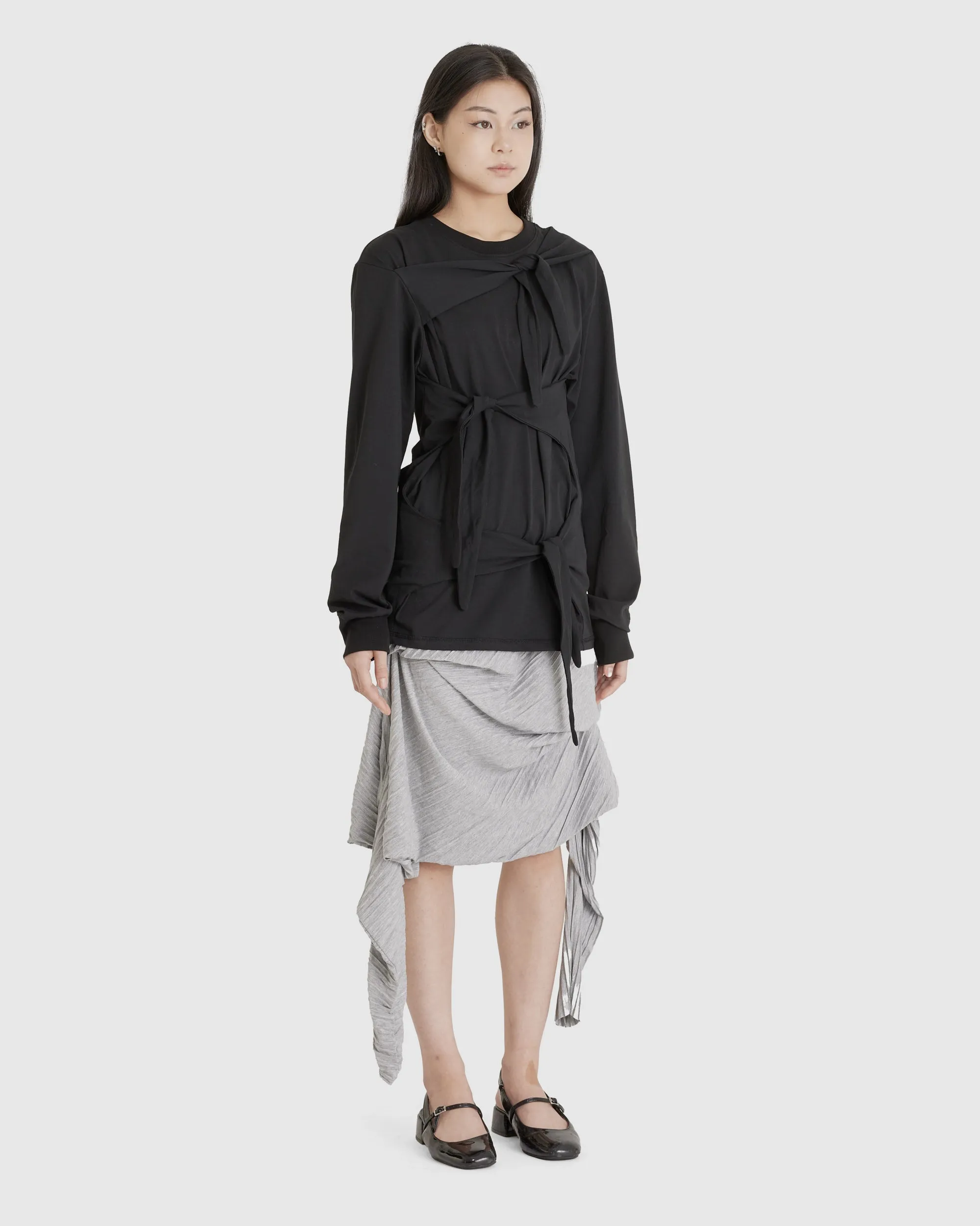 Pleated Jersey Skirt