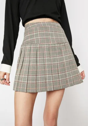 Pleated Plaid Mini Skirt