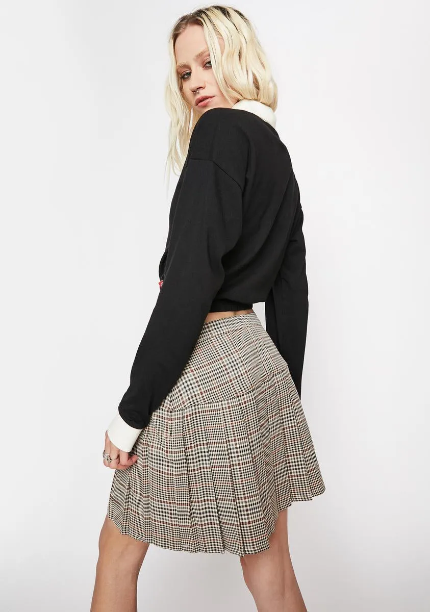 Pleated Plaid Mini Skirt
