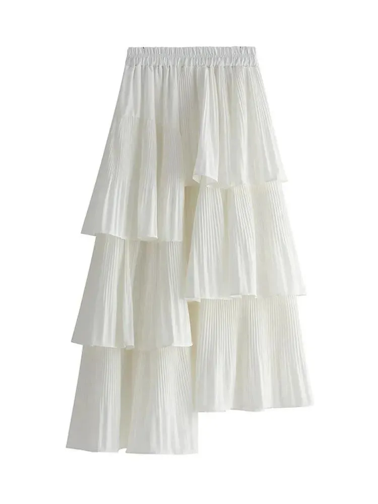 Pleated Skirt Fashion Irregular Ruffled Edges