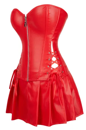 Pleather Lingerie Corset and Skirt