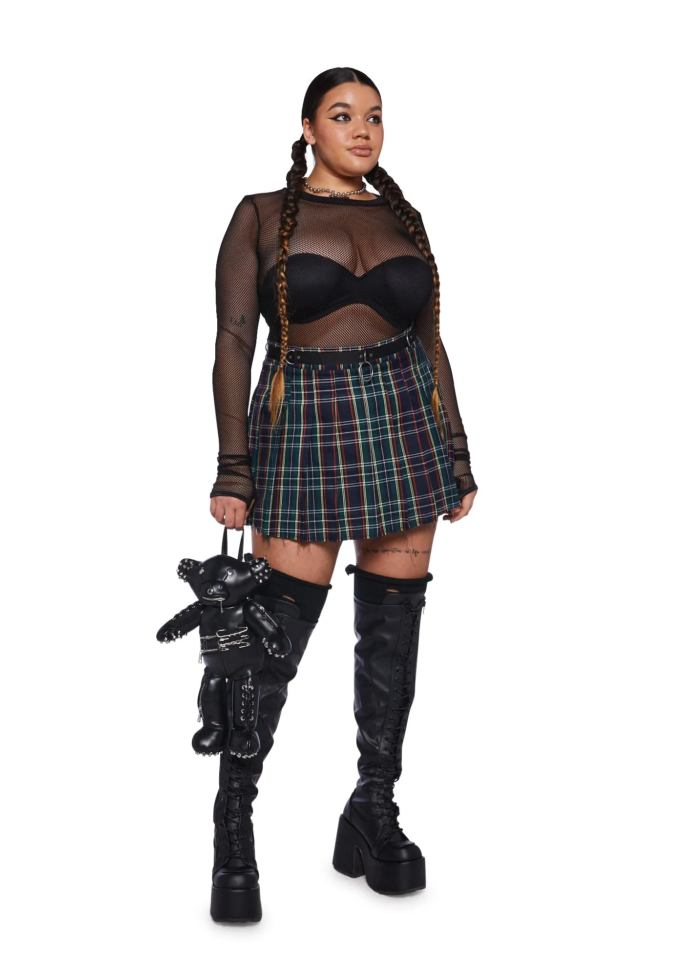 Plus Dress Code Plaid Skirt