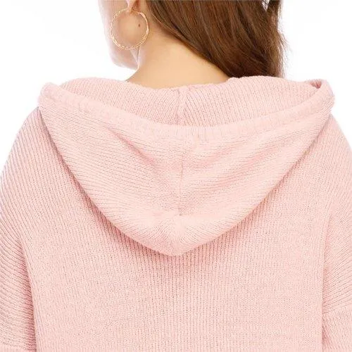 Plus Size Hooded Sweater Long Sleeve Side Split Shirt Dress