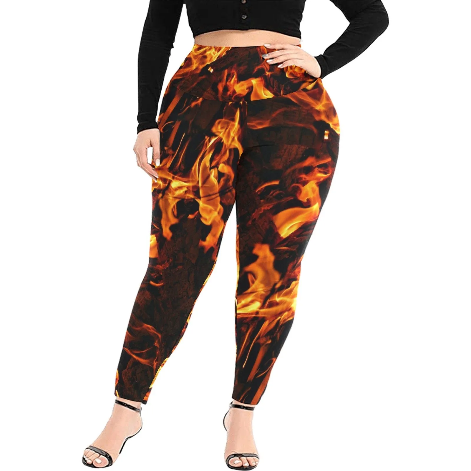 PlusSizeXS-5xl fire flames low rise Leggings,casual,gym/yoga/PARTY/chillout wear,Gift for Her/Christmas/Thanksgiving/Birthday/Graduation/Ann