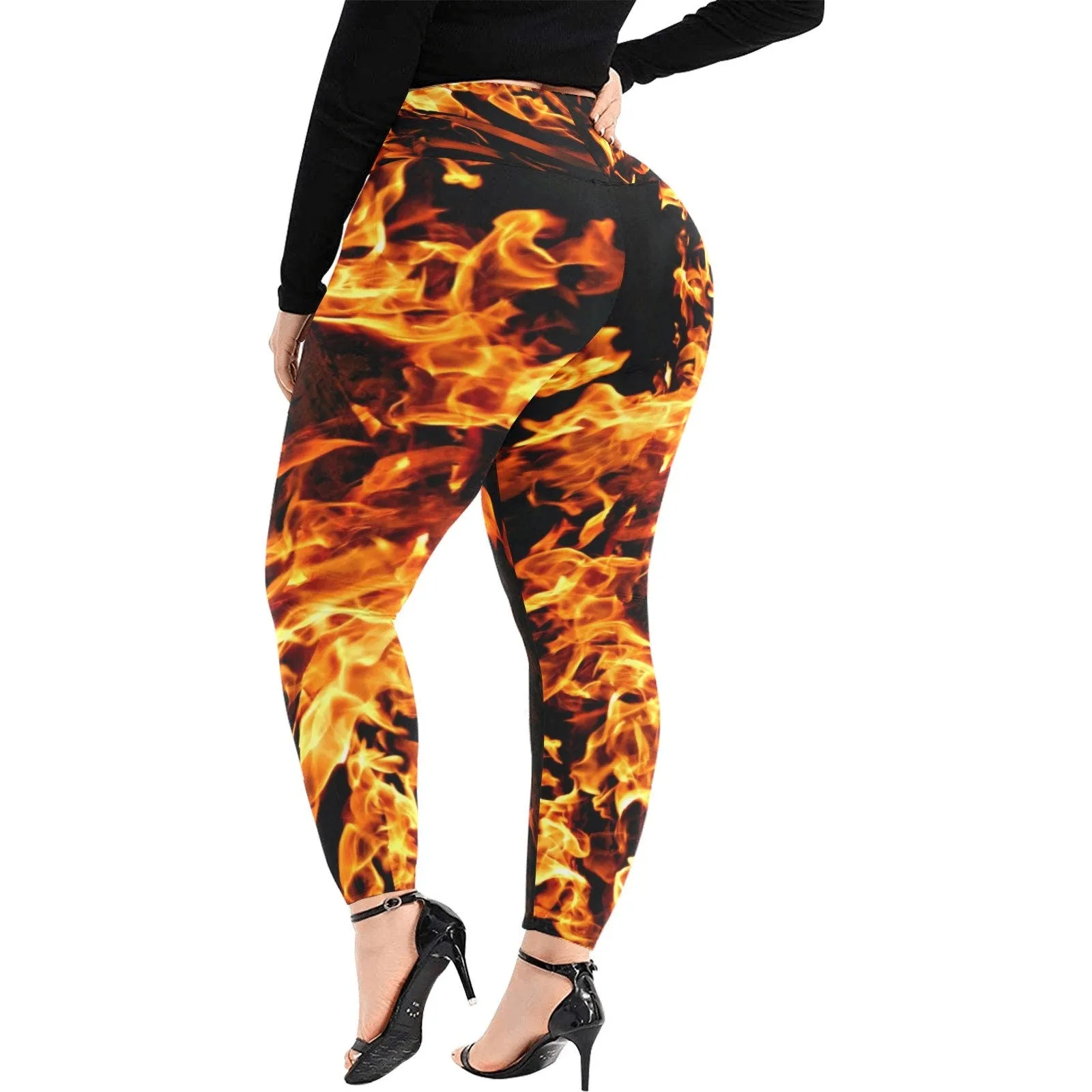 PlusSizeXS-5xl fire flames low rise Leggings,casual,gym/yoga/PARTY/chillout wear,Gift for Her/Christmas/Thanksgiving/Birthday/Graduation/Ann