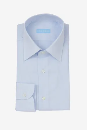 Point Collar Shirt Cotton Poplin White Blue Hairstripe