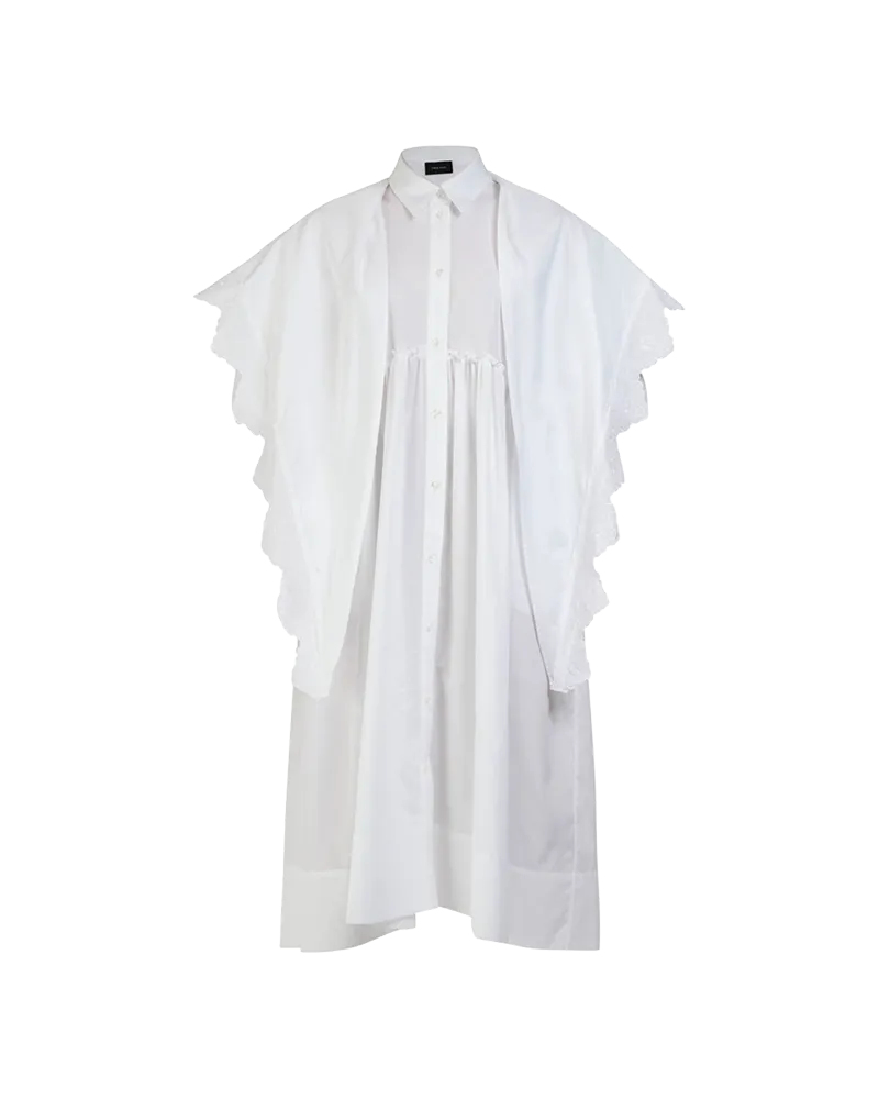 Pointed Collar Shirt Dress With Trim