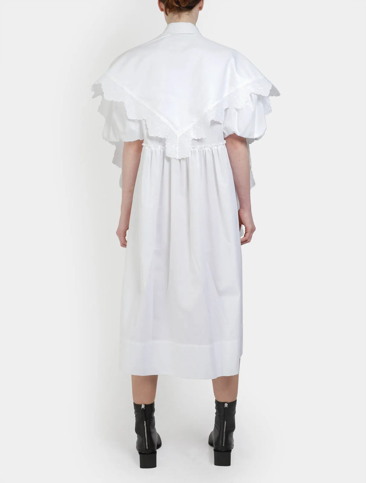 Pointed Collar Shirt Dress With Trim