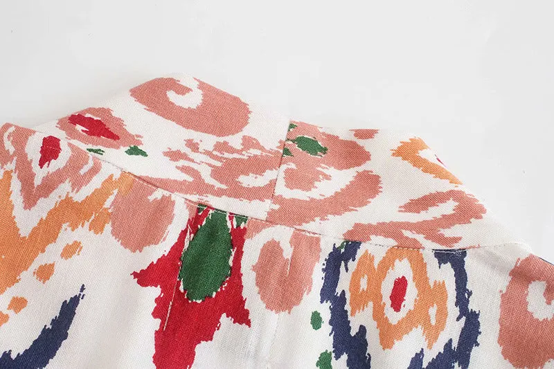 Printed Kimono Lace-up Women Coat Cardigan