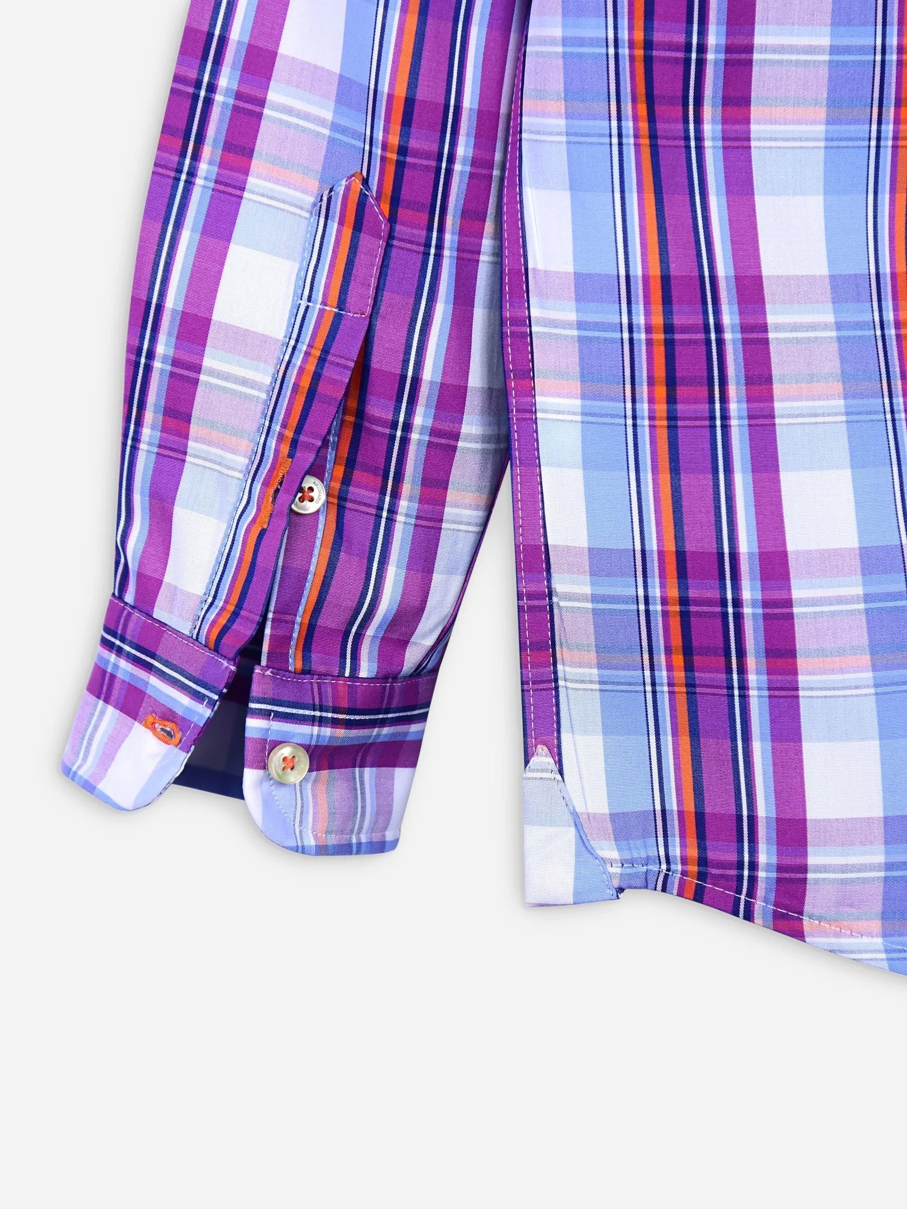 Purple Checkered Long Sleeve Casual Shirt