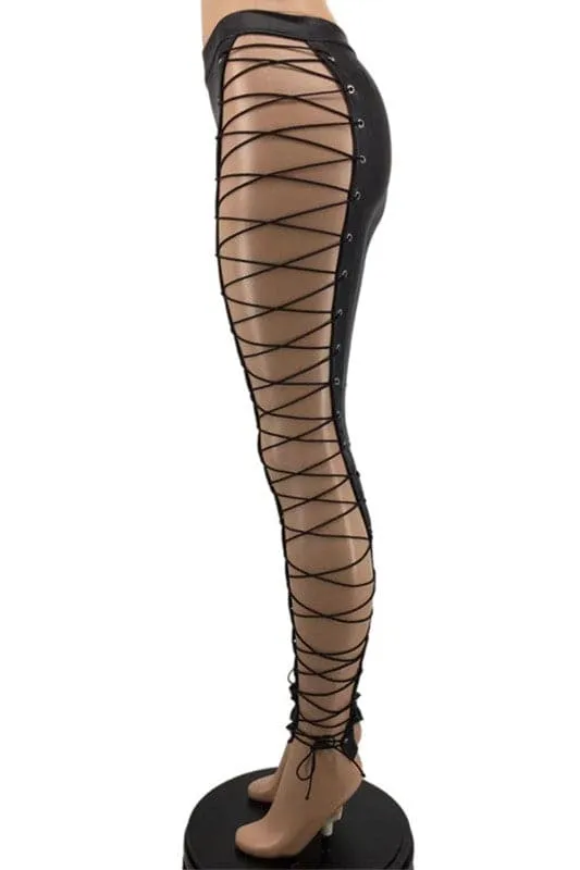PZ299 Side Lace Down Vinyl Leggings