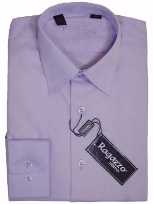 Ragazzo 17000 Lilac Boy's Dress Shirt - Tonal Herringbone - 100% Cotton - Long Sleeve - Button Cuff