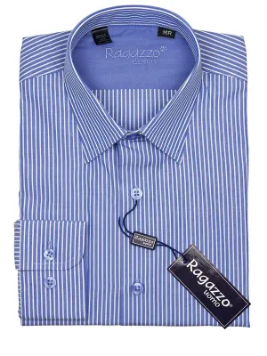 Ragazzo 24411 100% Cotton Boy's Dress Shirt - Stripe - Blue