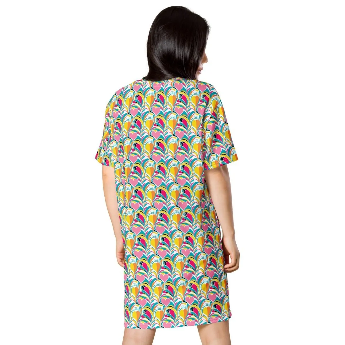 Rainbow Burst of Hearts T-Shirt Dress