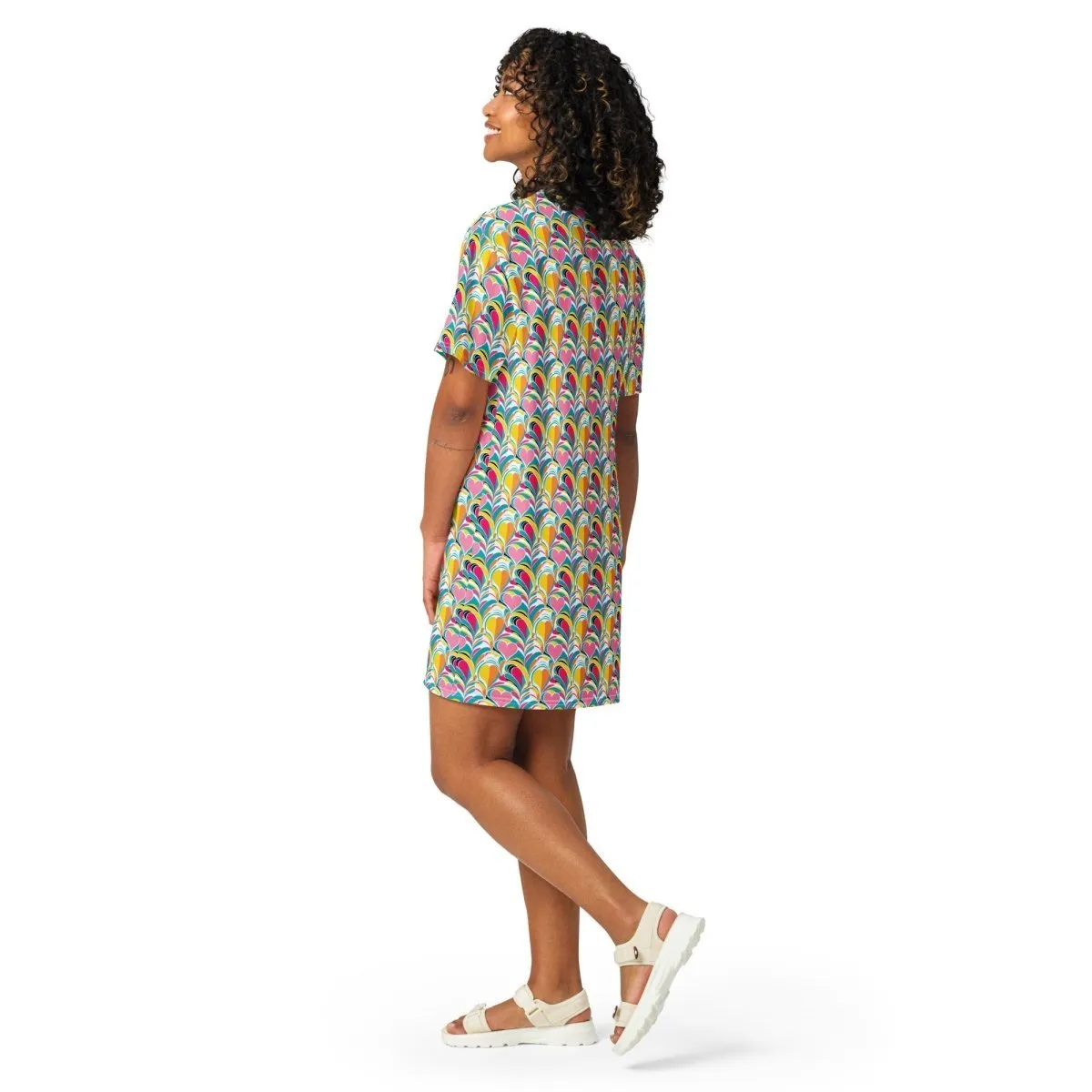 Rainbow Burst of Hearts T-Shirt Dress