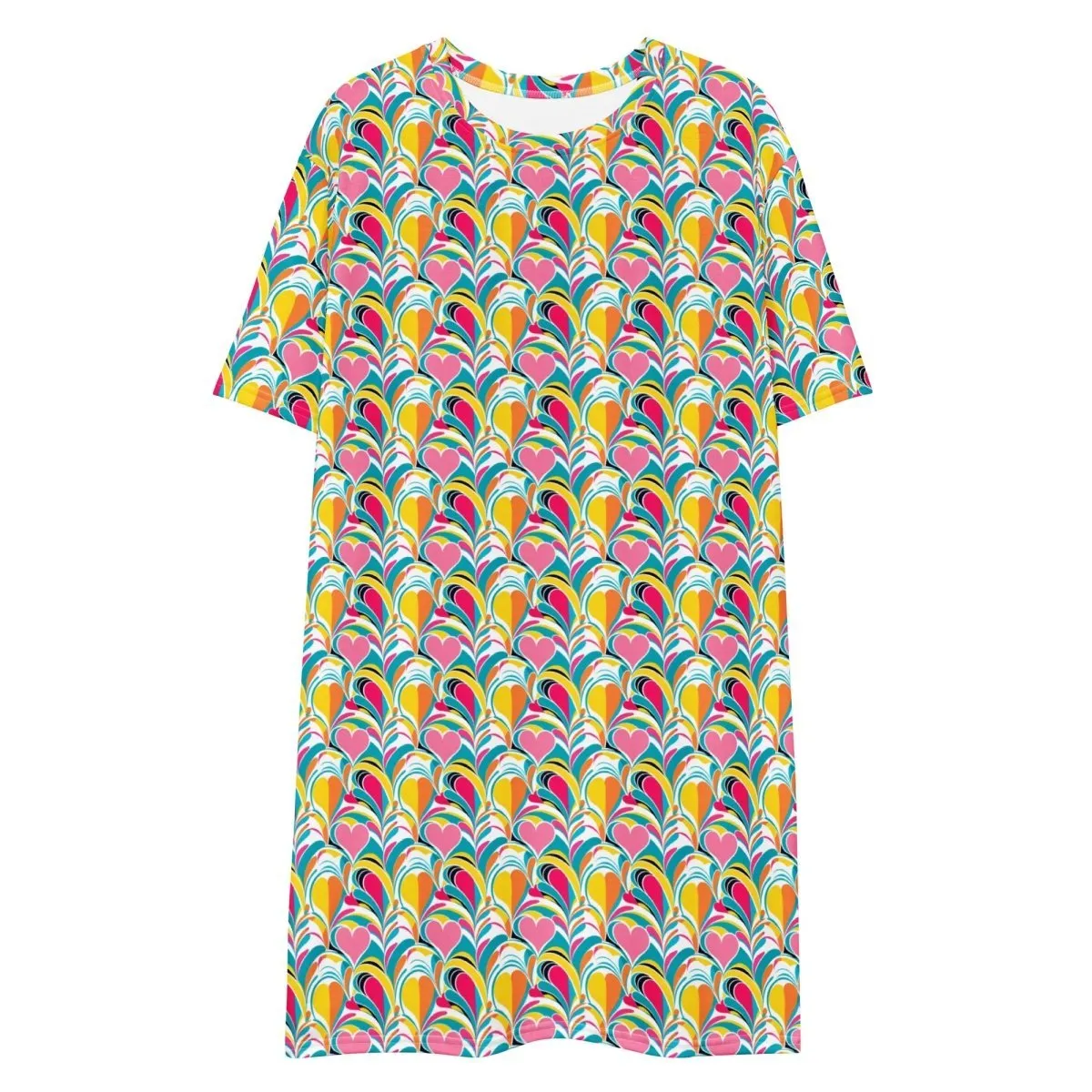 Rainbow Burst of Hearts T-Shirt Dress