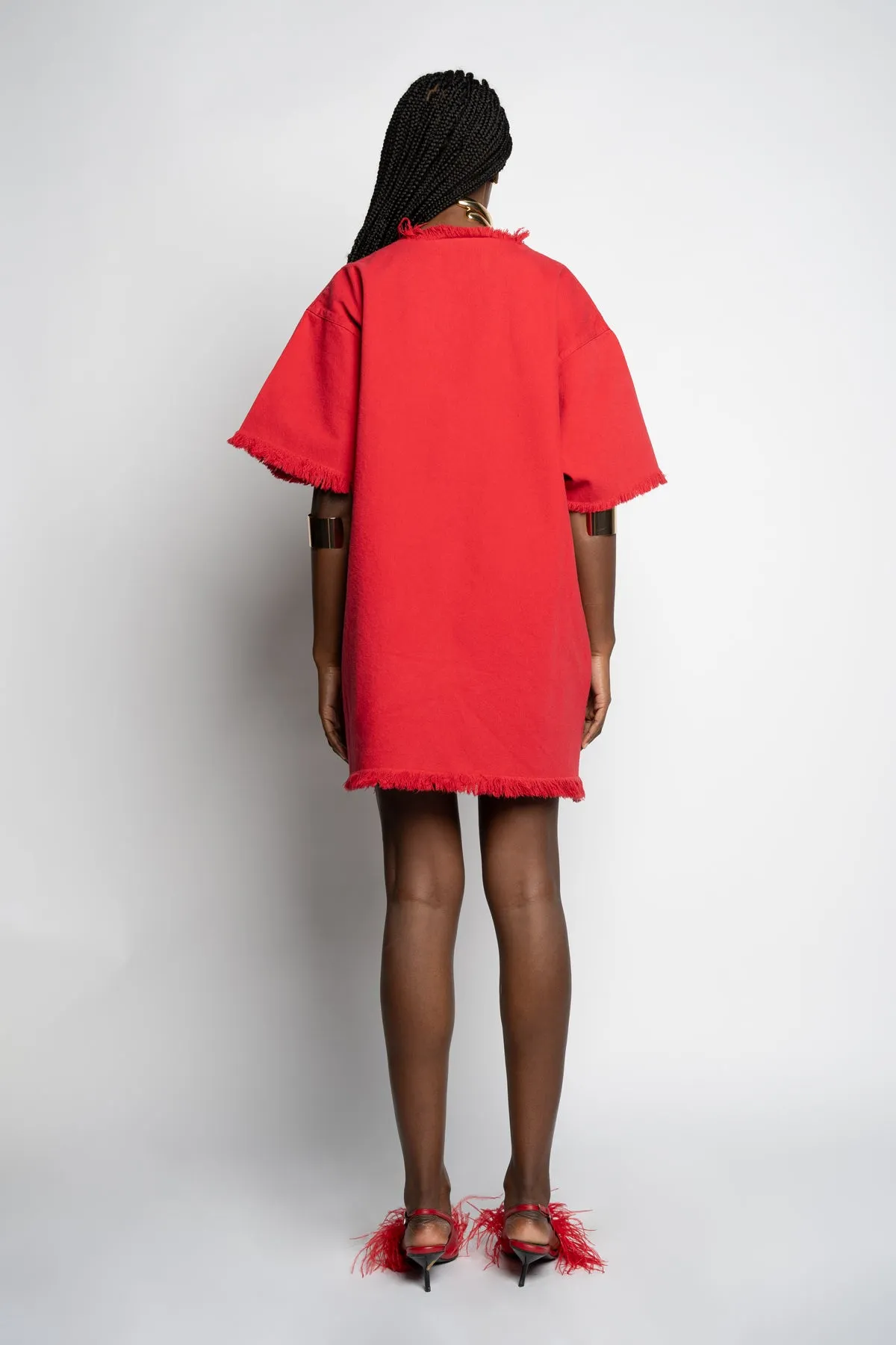 RED OVERSIZED T-SHIRT DRESS