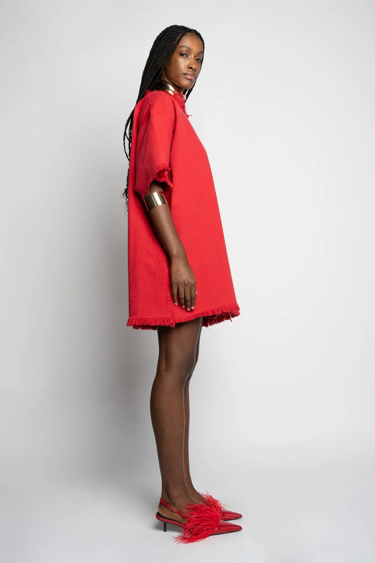 RED OVERSIZED T-SHIRT DRESS