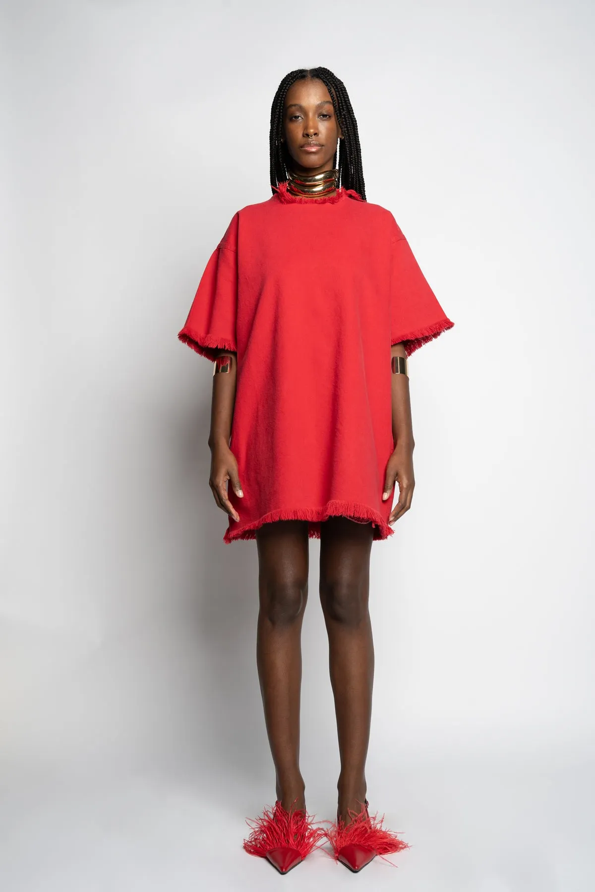RED OVERSIZED T-SHIRT DRESS