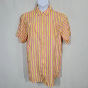 RE/DONE Oversized Shirt Button Up Dress Pink Yellow Striped Size Small