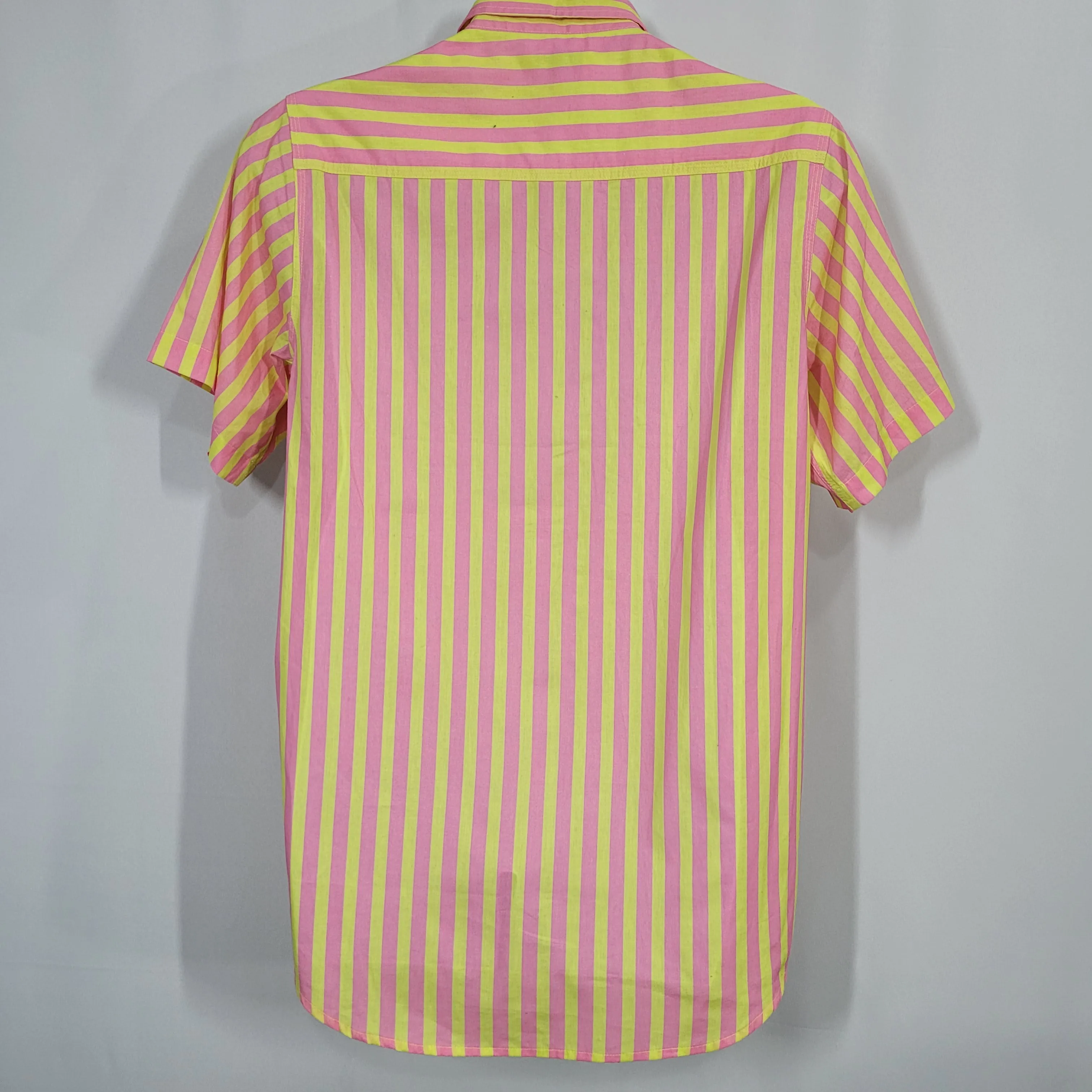 RE/DONE Oversized Shirt Button Up Dress Pink Yellow Striped Size Small