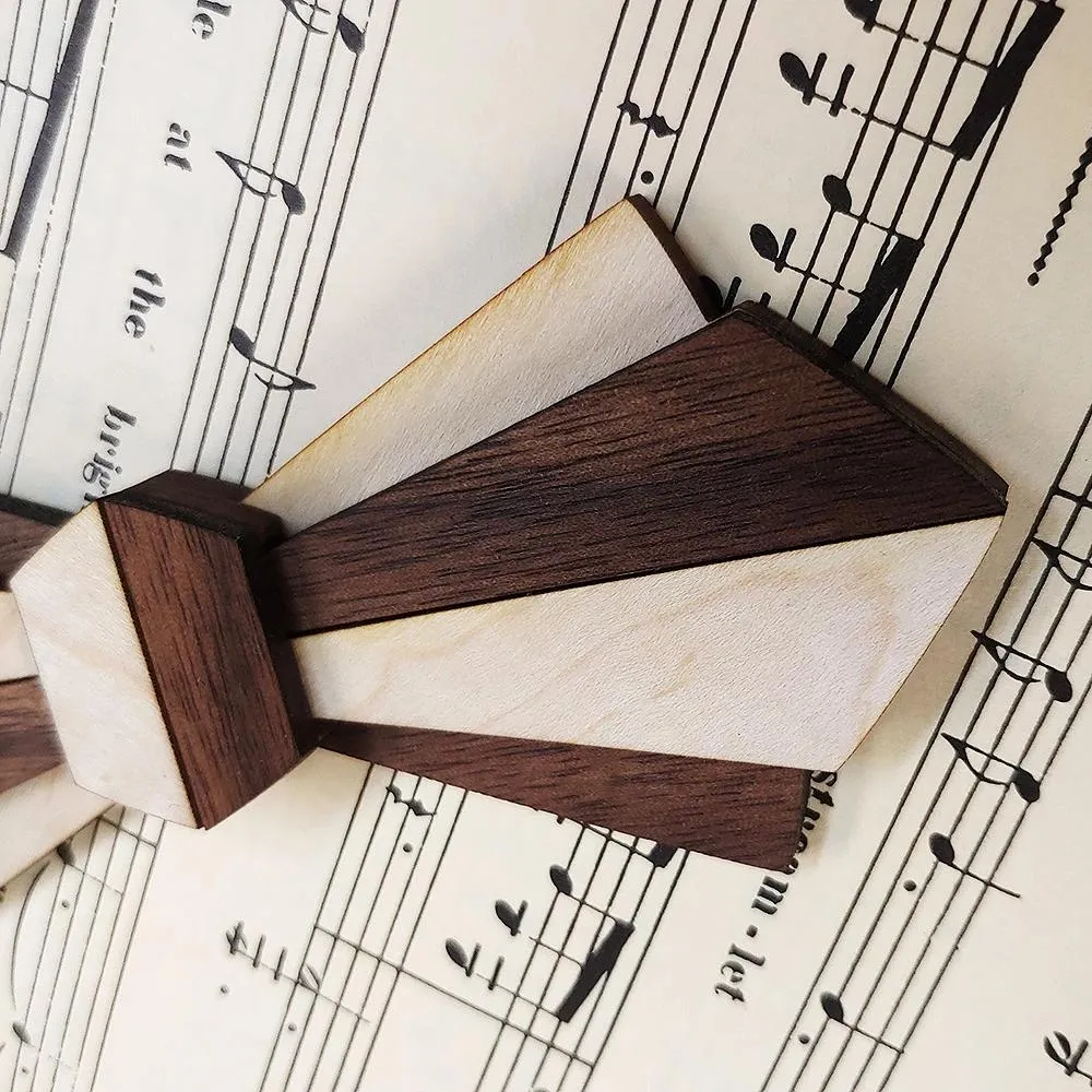 Rene' - Maple and Walnut Wood Art Deco Bow Tie
