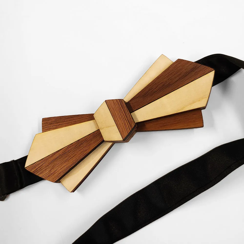 Rene' - Maple and Walnut Wood Art Deco Bow Tie