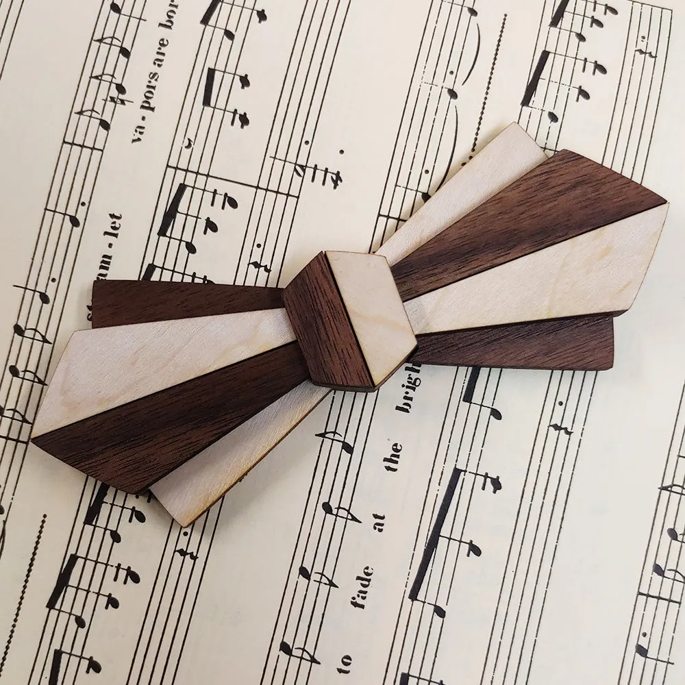 Rene' - Maple and Walnut Wood Art Deco Bow Tie
