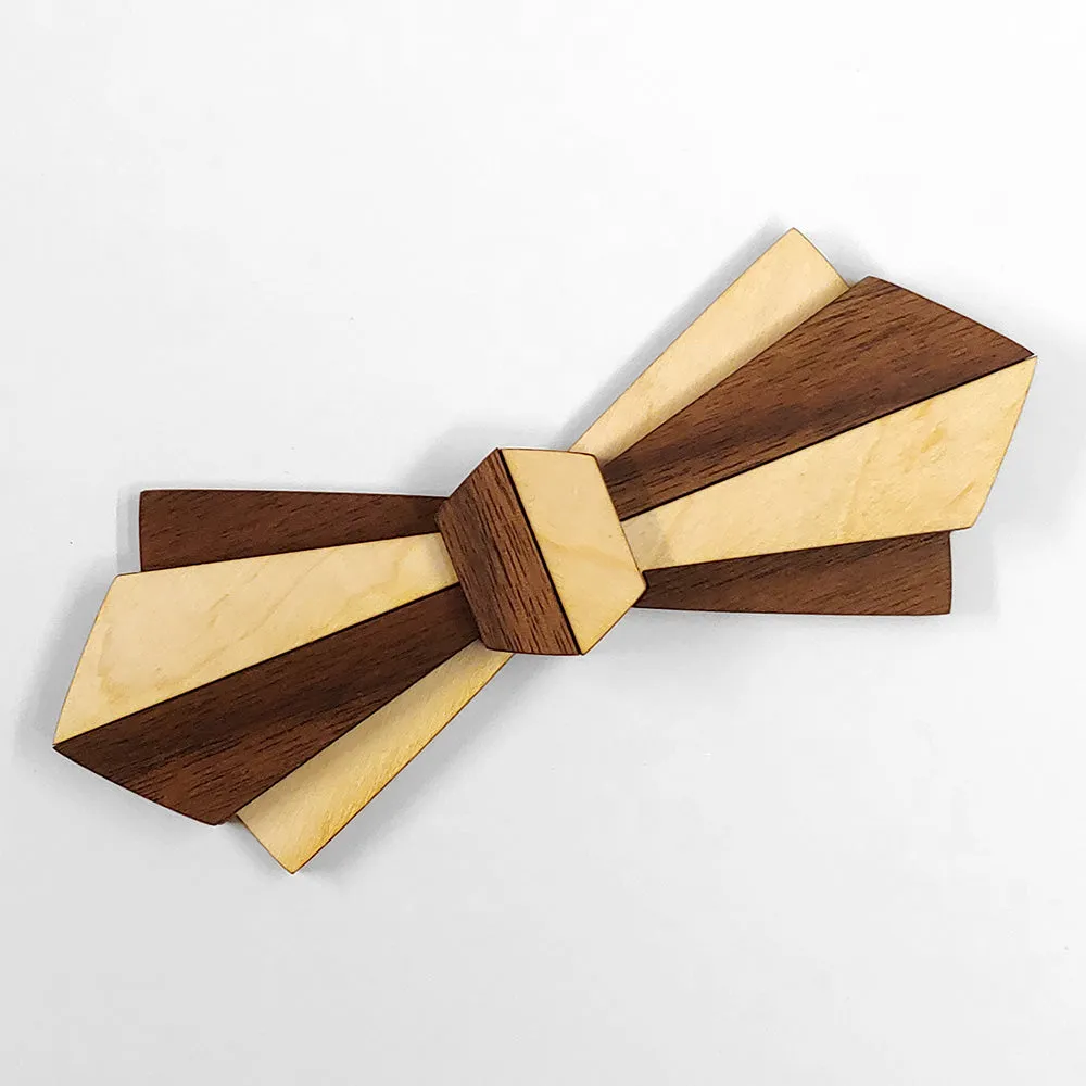 Rene' - Maple and Walnut Wood Art Deco Bow Tie