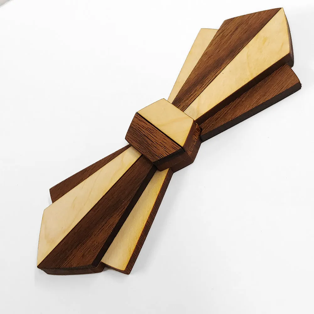 Rene' - Maple and Walnut Wood Art Deco Bow Tie