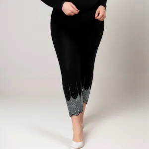 ROCKTHOSECURVES 3/4 LENGTH BEADED SCALLOP HEM LEGGINGS