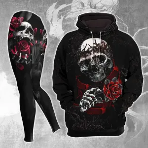 Romantic Gothic Skull Rose Combo Hoodie and Leggings