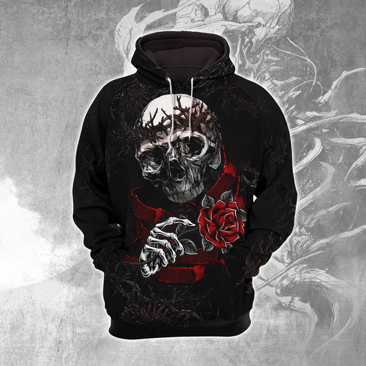 Romantic Gothic Skull Rose Combo Hoodie and Leggings