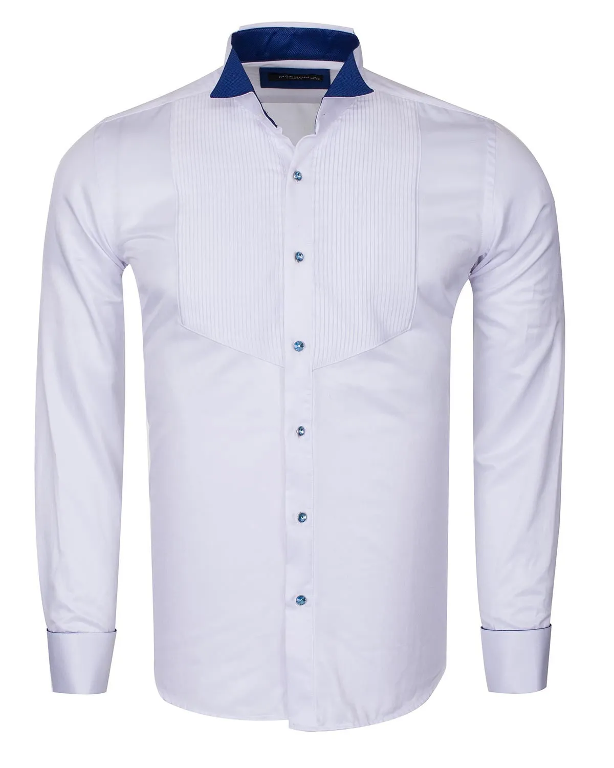 Royal Blue Fancy Dress Long Sleeve Bow Tie Shirt