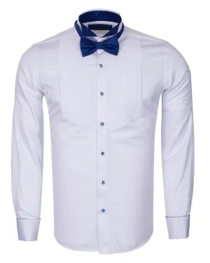 Royal Blue Fancy Dress Long Sleeve Bow Tie Shirt