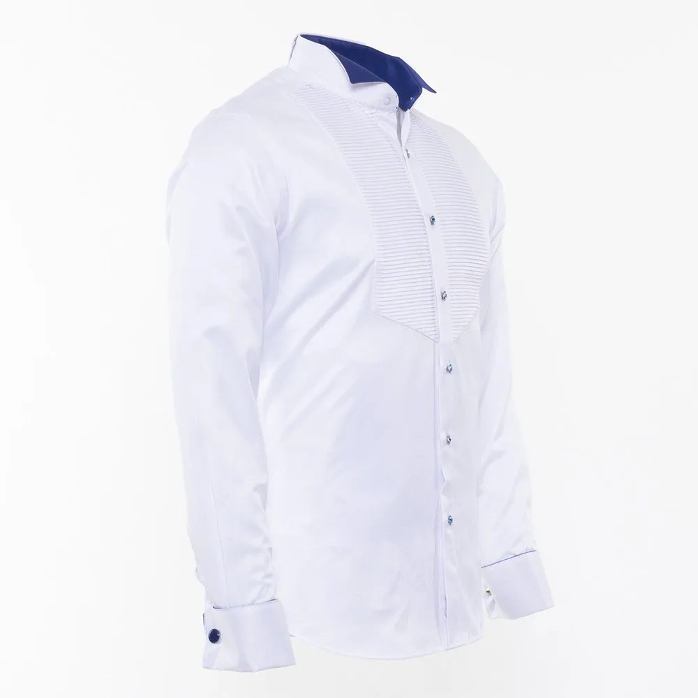 Royal Blue Fancy Dress Long Sleeve Bow Tie Shirt