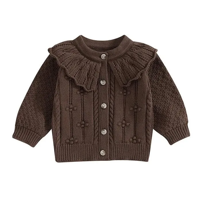 Ruffled Collar Knitted Baby Cardigan