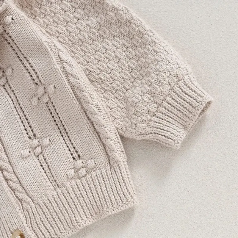 Ruffled Collar Knitted Baby Cardigan