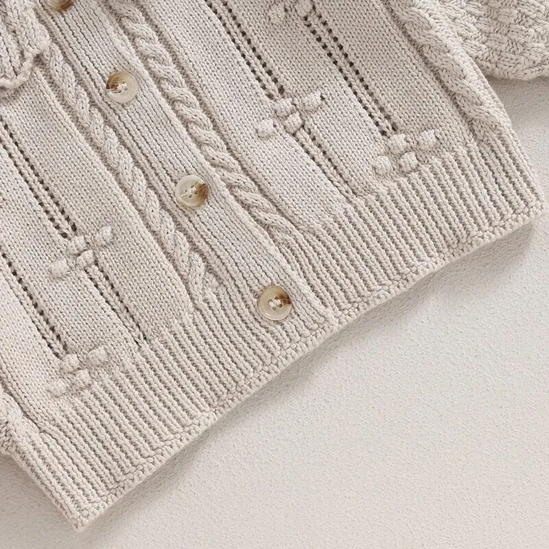 Ruffled Collar Knitted Baby Cardigan
