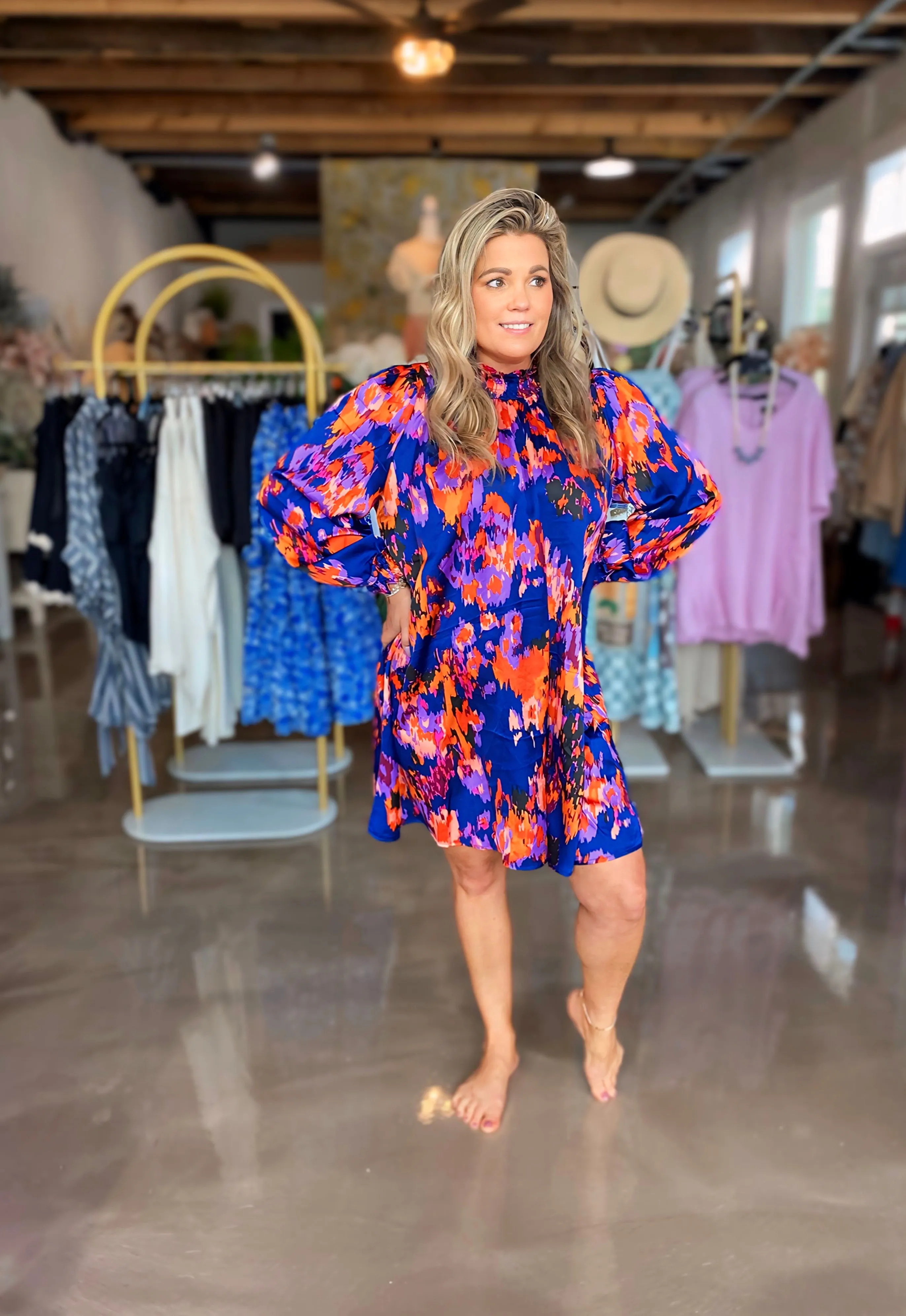 Sapphire Print Satin Dress