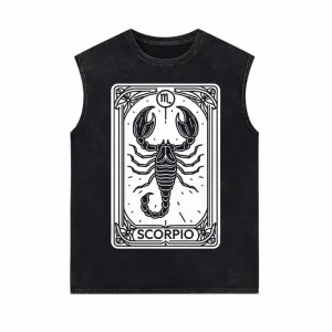Scorpio Tarot Card Horoscope Vintage Washed Vest Top