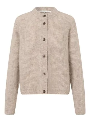 Second Female - Brook Knit Rib Cardigan 57878 - Beige Melange