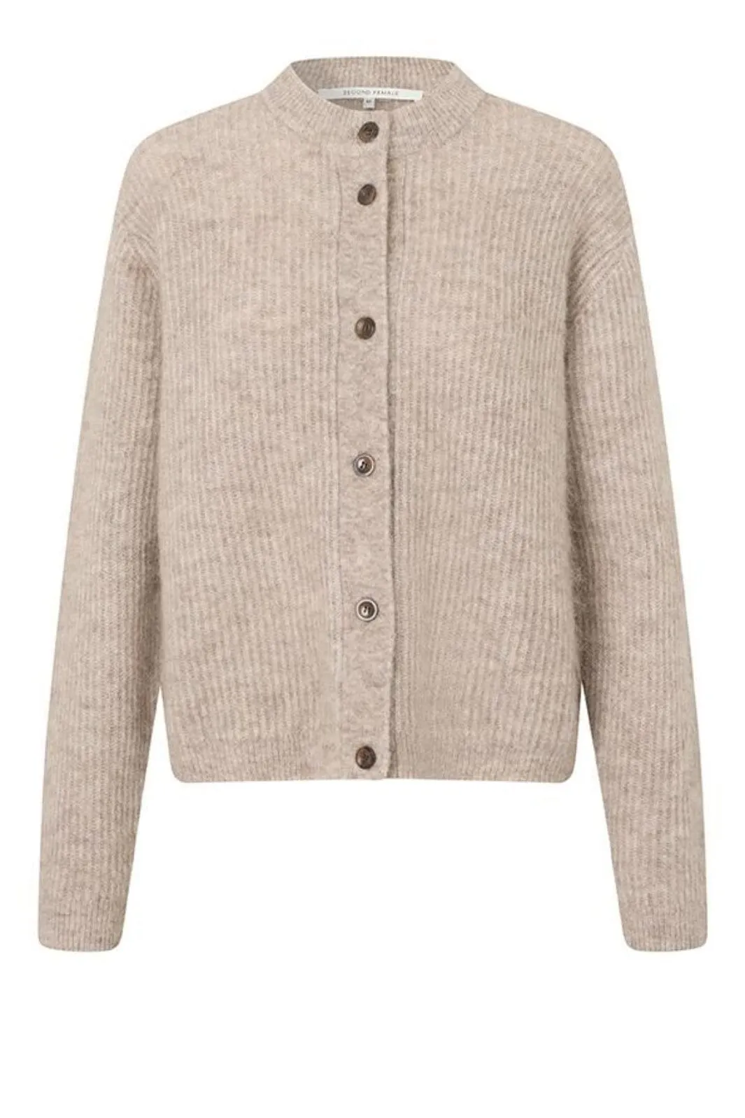 Second Female - Brook Knit Rib Cardigan 57878 - Beige Melange