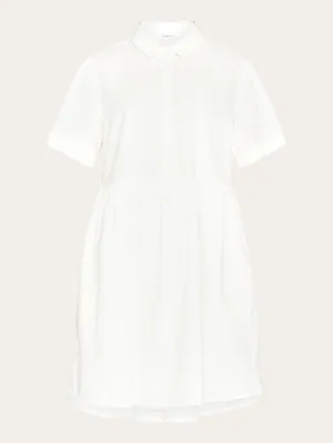Seersucker short shirt dress - Egret