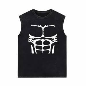 Sexy Body Muscle Vintage Washed Vest Top