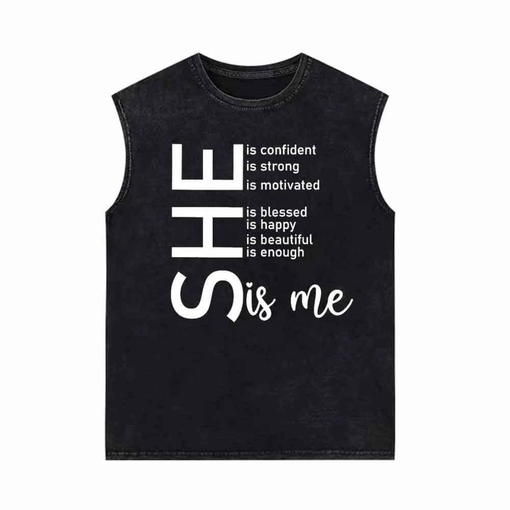 She Is Me Virtue Vintage Washed Vest Top